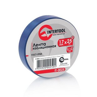 Стрічка ізоляційна 17мм*25м*0,15мм синя INTERTOOL IT-0025 171395 IT-0025 фото