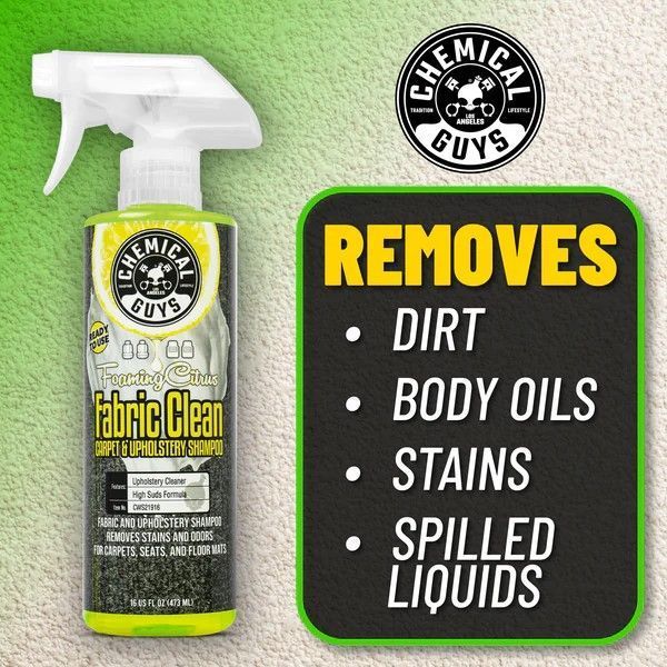 Очиститель для обивки и ковров с ароматом цитруса Chemical Guys Foaming Citrus Fabric Clean 473мл 213008 CWS219_16 фото