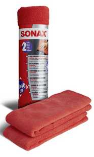 Набор салфеток из микрофибры для кузова SONAX Microfibre Cloth 40х40см красная 2шт 191390 416241 фото