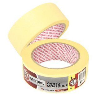 Стрічка малярна 38мм 40м жовта INTERTOOL DM-3840 192973 DM-3840 фото
