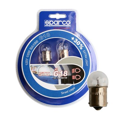 Лампа розжарювання SPARCO G18 R10W 12V 10W +30% 2шт 168670 SPCB0012 фото