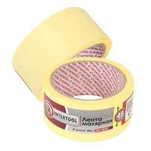 Стрічка малярна 48мм 20м жовта INTERTOOL DM-4820 174446 DM-4820 фото