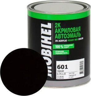 Автоэмаль акриловая MOBIHEL 601 Черная 0,75л 147249 147249 фото