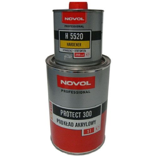 Грунт акриловий PROTECT 300 4+1 Білий NOVOL 1л + затверджувач NOVOL H 5520 0,25л 154906 37031 фото