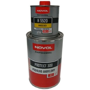 Грунт акриловий PROTECT 300 4+1 Чорний NOVOL 1л + затверджувач NOVOL H 5520 0,25л 154855 37041 фото