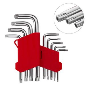 Набір ключів Г-подібних TORX з отвором 9 шт, Т10-Т50, CrV INTERTOOL HT-0604 153555 HT-0604 фото