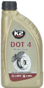 Гальмова рідина K2 TURBO DOT 4 BRAKE FLUID 1л 212298 T108 фото