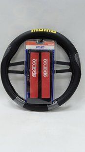 Набір чохол на кермо MOMO M 006 чорно-карбоновий + накладки ременя безпеки SPARCO Racing 168436+168550 фото