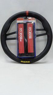 Набір чохол на кермо MOMO M 010 чорно-червоний + Накладки ременя безпеки SPARCO Racing 168437+168550 фото