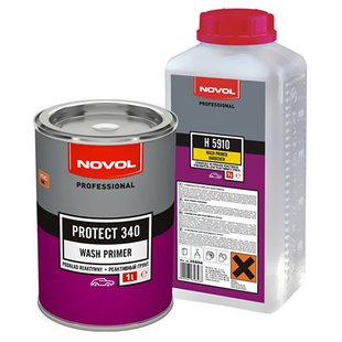 Грунт Реактивний WASHPRIMER 1+1 PROTECT 340 NOVOL 1 л + затверджувач NOVOL H5910 1л 154808 37211 фото