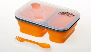 Контейнер силиконовый на 2 отсека Tramp 900ml с ловилкой orange 199811 TRC-090-orange фото