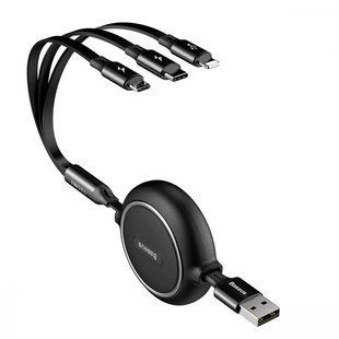 Кабель Baseus Golden Loop 3в1 1.2m black 208823 CAMLT-JH01 фото