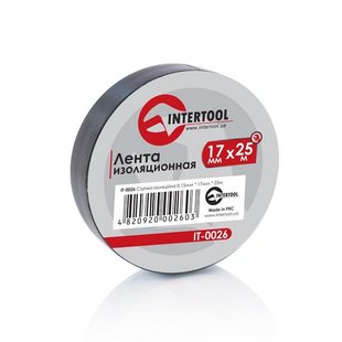 Стрічка ізоляційна 17мм*25м*0,15мм чорна INTERTOOL IT-0026 171396 IT-0026 фото