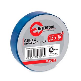 Стрічка ізоляційна 17мм*15м*0,15мм синя INTERTOOL IT-0015 171389 IT-0015 фото