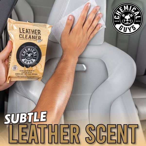 Салфетка для кожи,винила,искусственной кожи Chemical Guys LEATHER CLEANER WIPES 208529 PMW_SPI208_50 фото